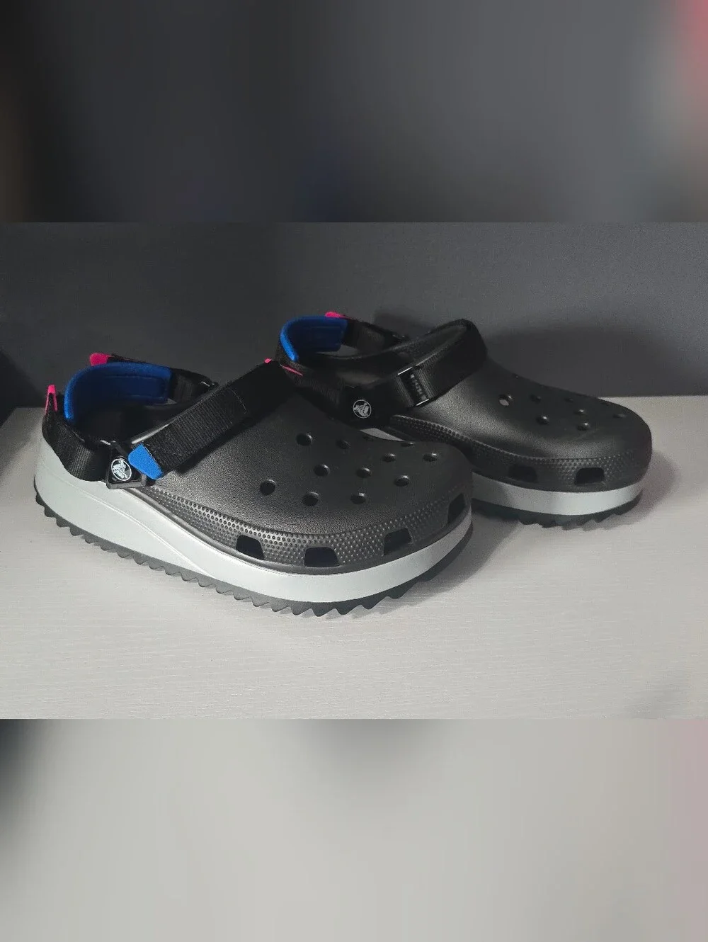 Crocs Classic Hiker Clog Sports Black Blue Red Sandals 'Black Blue Red'